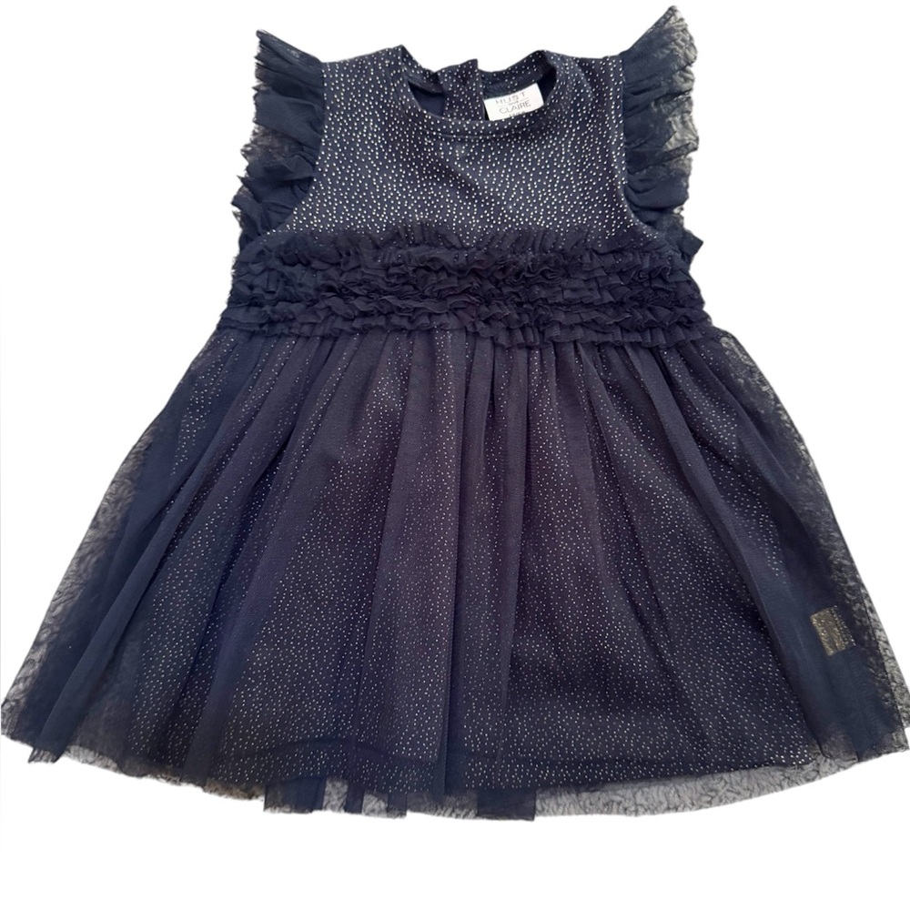 Hust and Claire Navy Blue Ruffled Tulle Dress